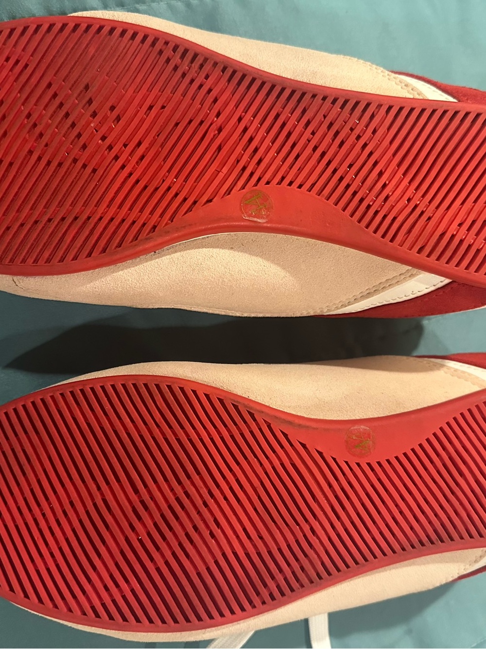 CL Paris White Sneakers with Red & Blush Suede Accents